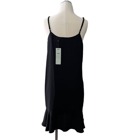 NWT Moves Minimum Estha Black Scoop Neck Cami Dress Ruffle Hem Size M/38 - Picture 2 of 9